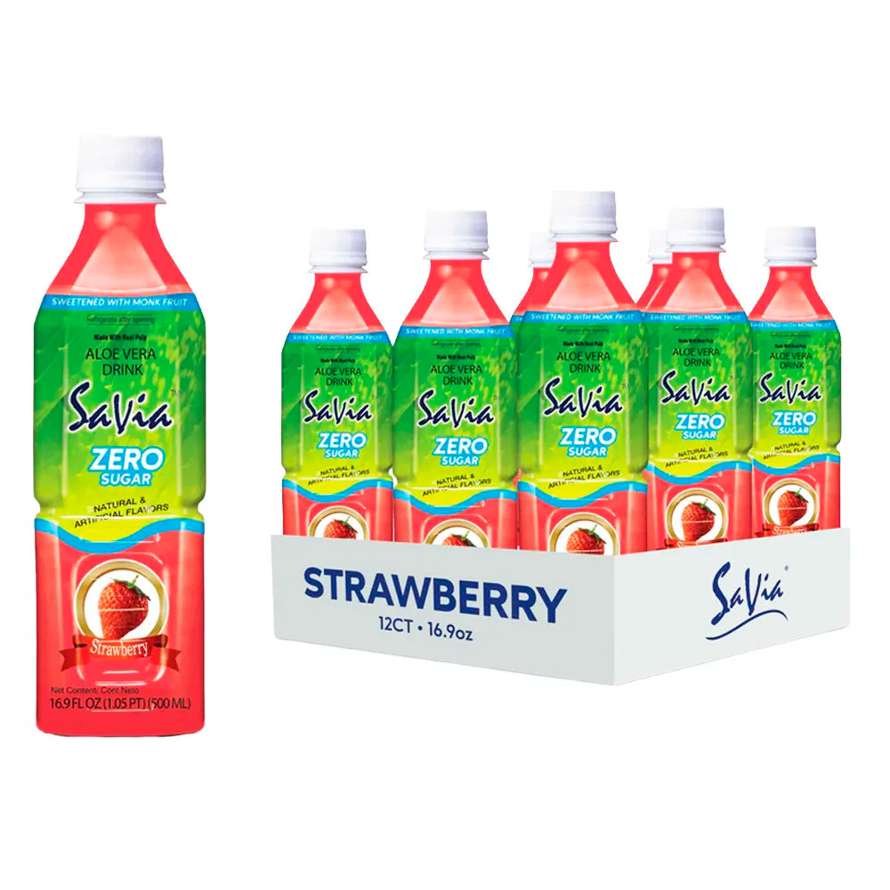 Savia Aloe Vera Strawberry Drink 16.9oz - 12ct