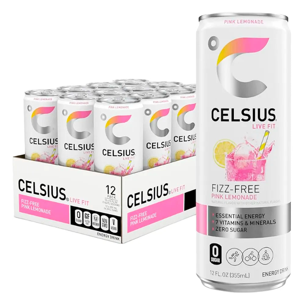 Celsius Pink Lemonade (Zero Sugar) Sparkling 12oz - 12ct