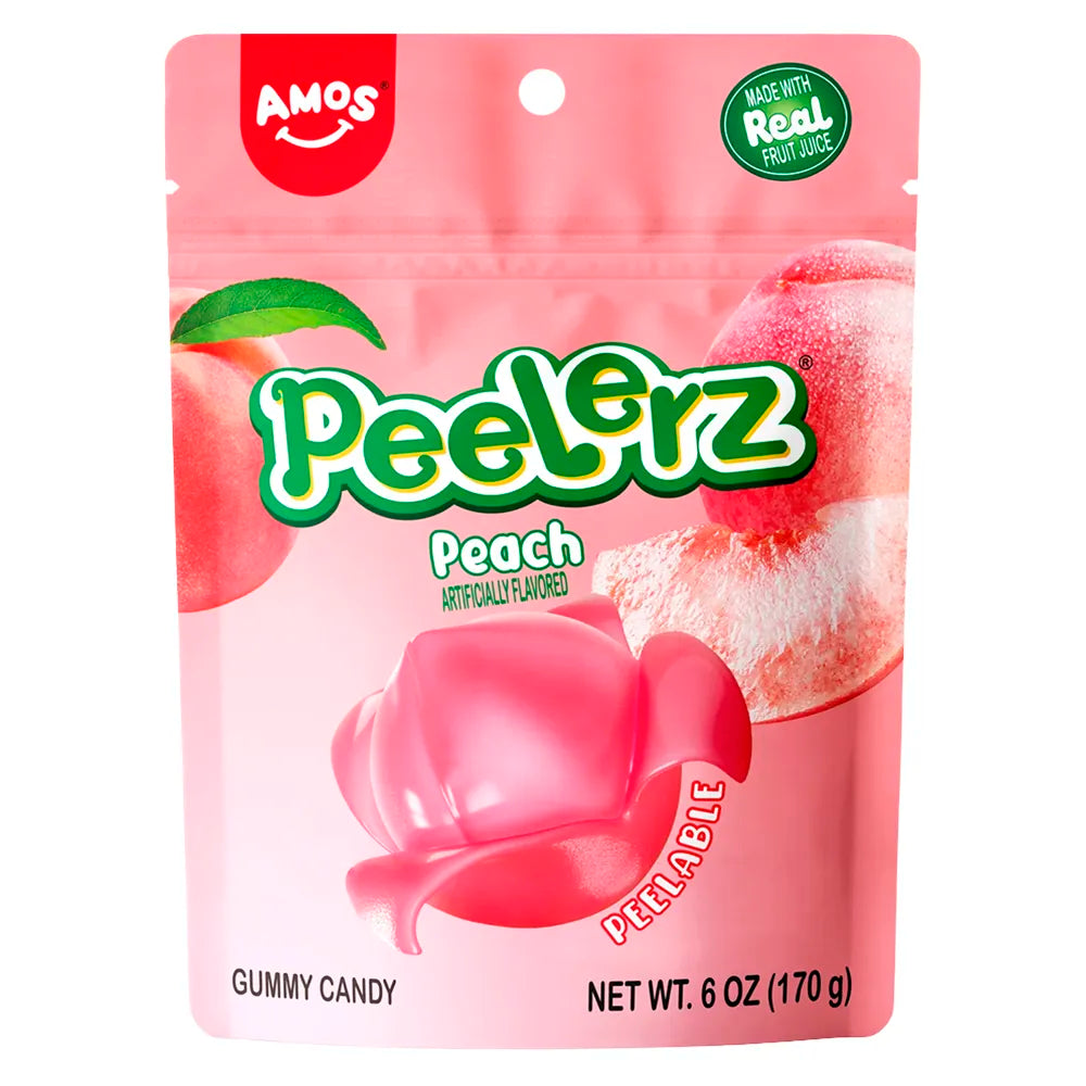 Amos Peelerz Peach Gummy Candy 6oz