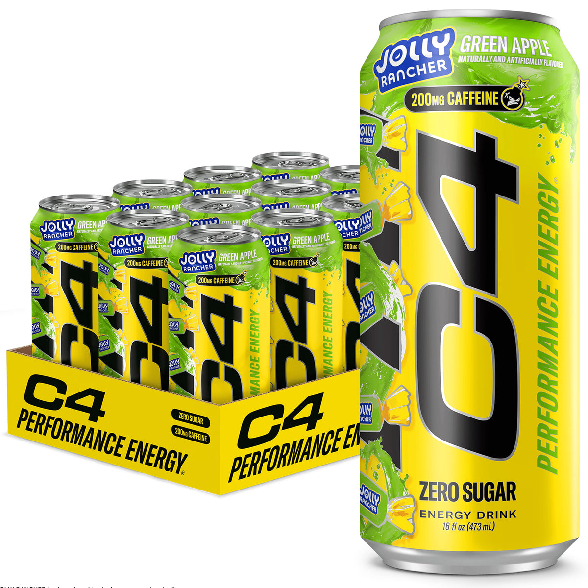C4 Performance Green Apple Energy Drink 16oz - 12ct