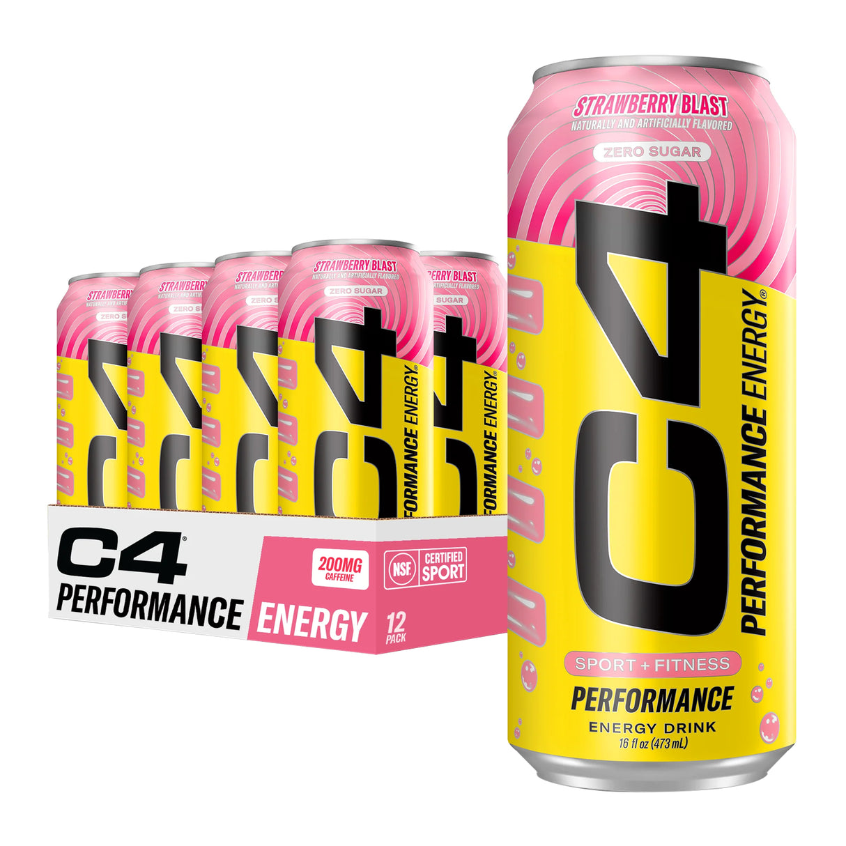 C4 Performance Strawberry Blast Energy Drink 16oz - 12ct