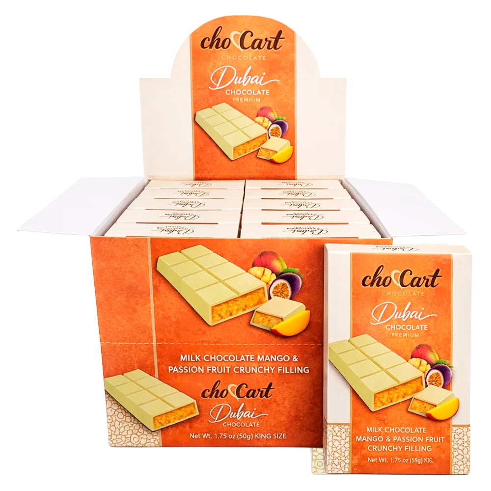 Choccart Dubai Chocolate Bar Mango Passionfruit 1.76oz - 12ct