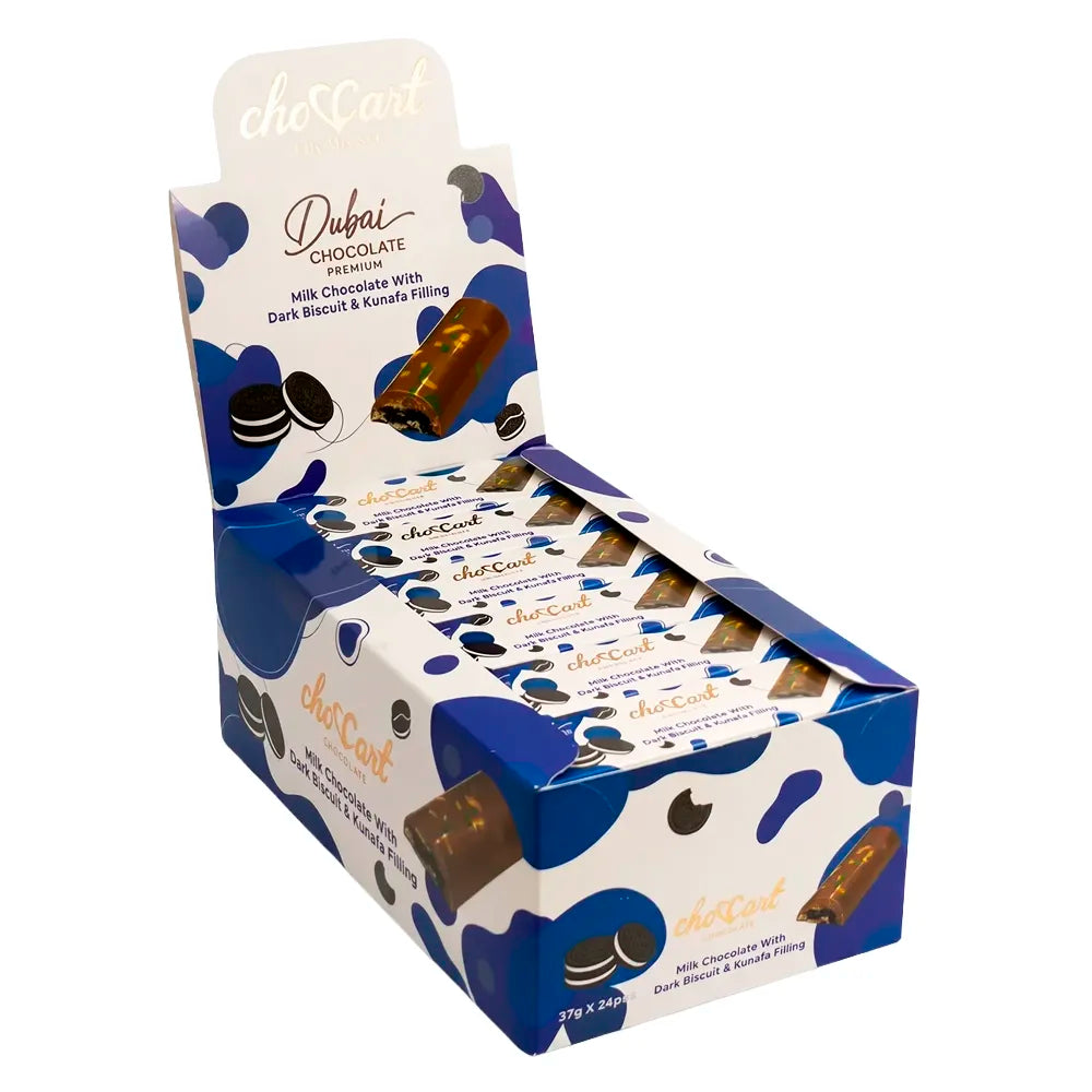 Choccart-Dubai-Milk-Chocolate-Bar Dark-Biscuit-&-Kunafa-1.3oz-24ct