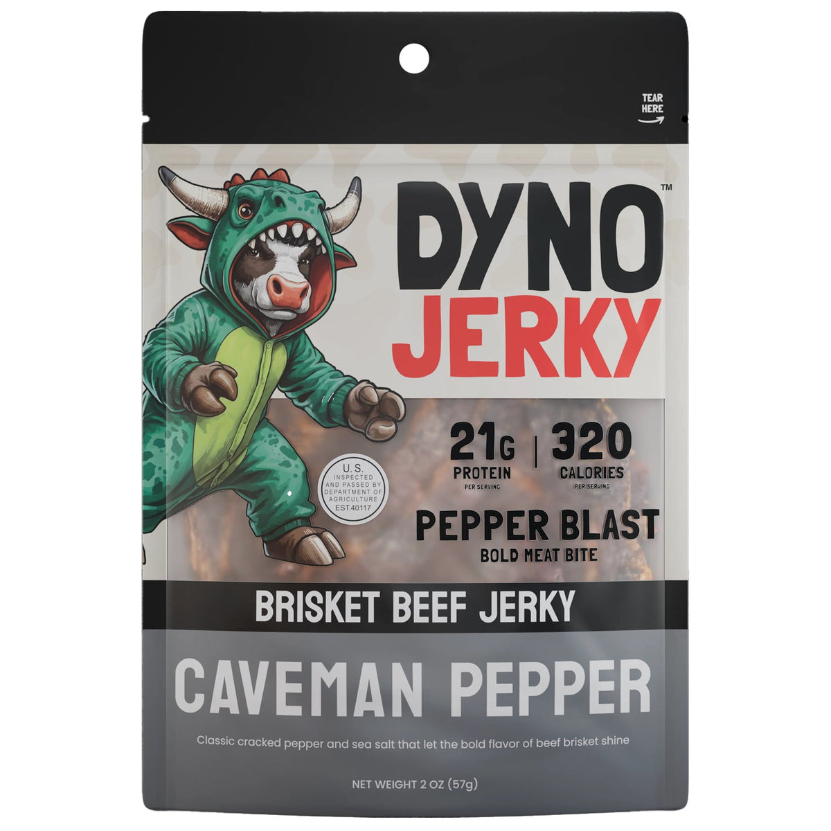 Dyno Jerky Caveman Pepper Brisket Beef Jerky 2oz