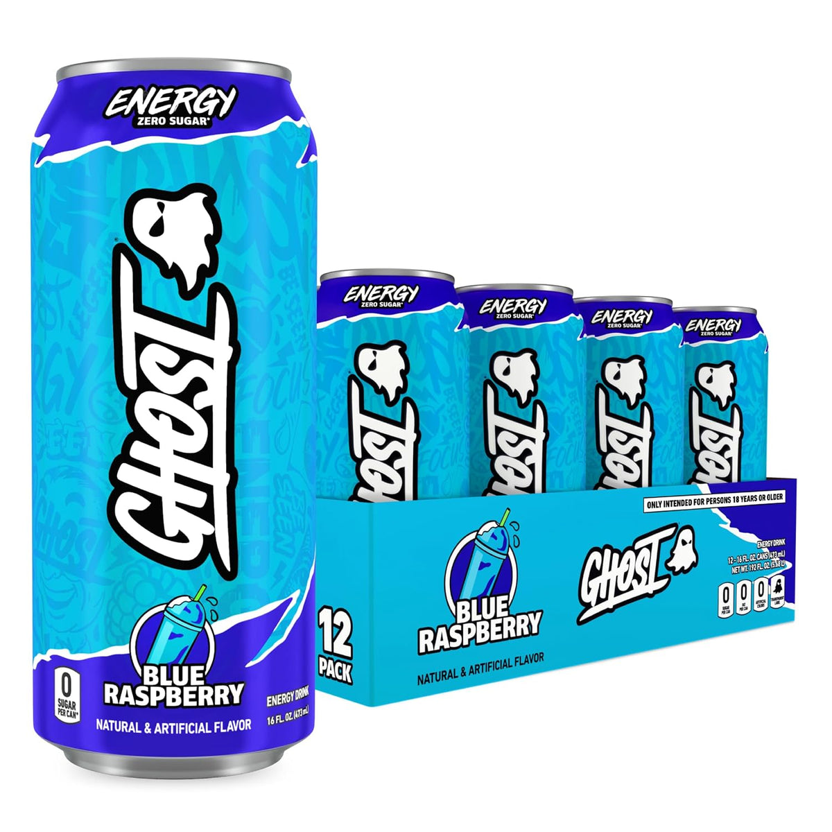 Ghost Energy Drink Blue Raspberry 16oz - 12pk