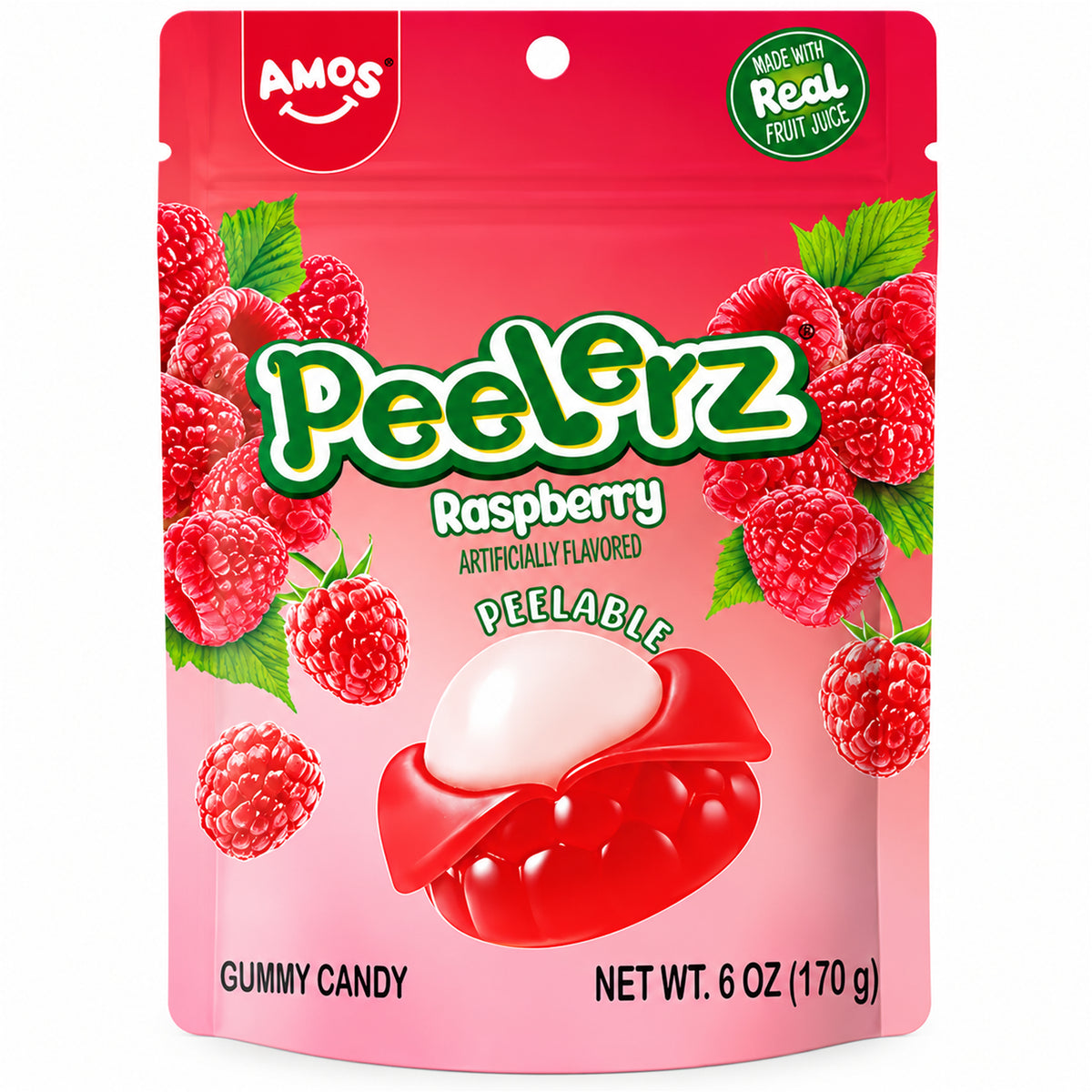 Amos Peelerz Raspberry Gummy Candy 6oz