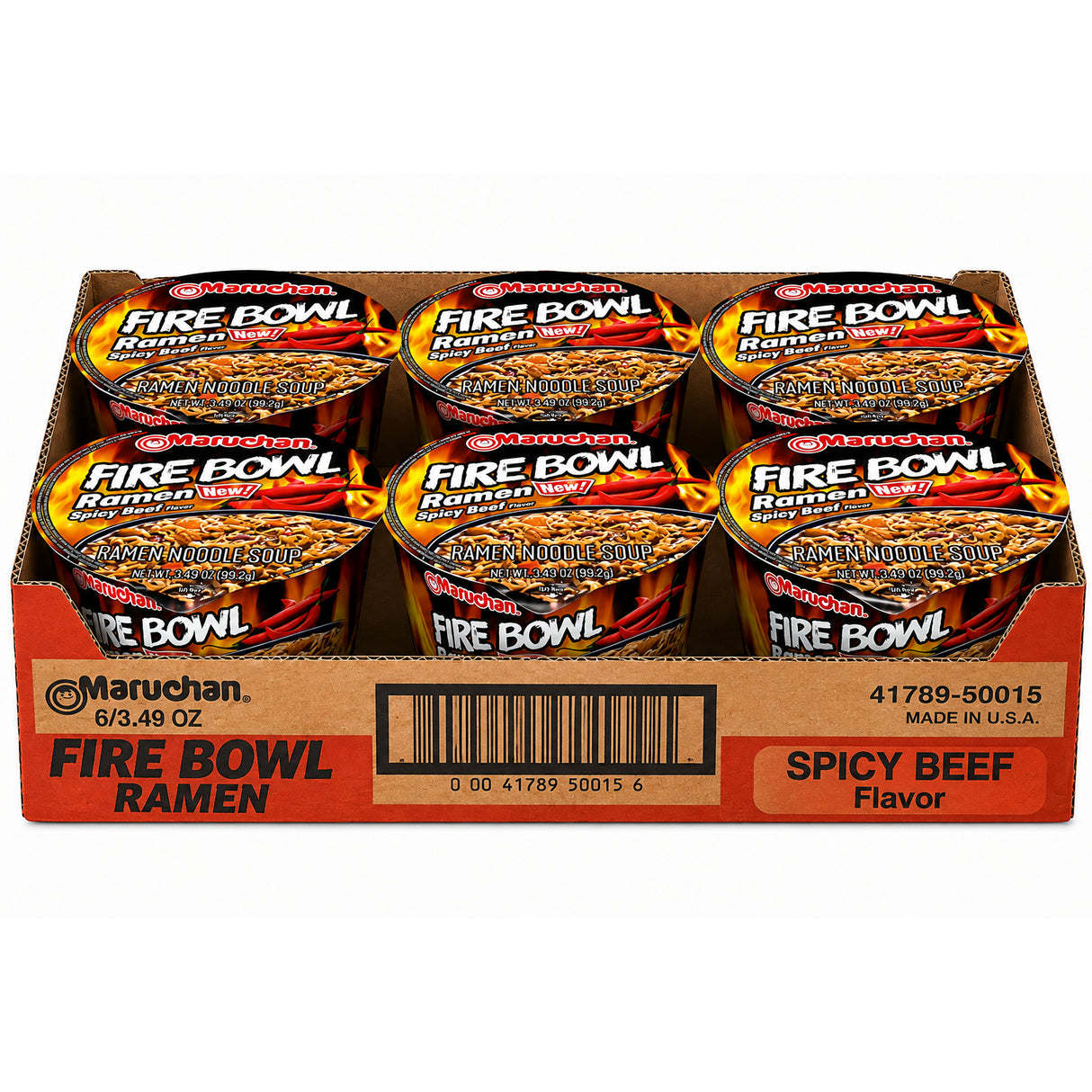 Maruchan Bowl Fire Bowl Spicy Beef Instant Cup 3.49oz - 6ct