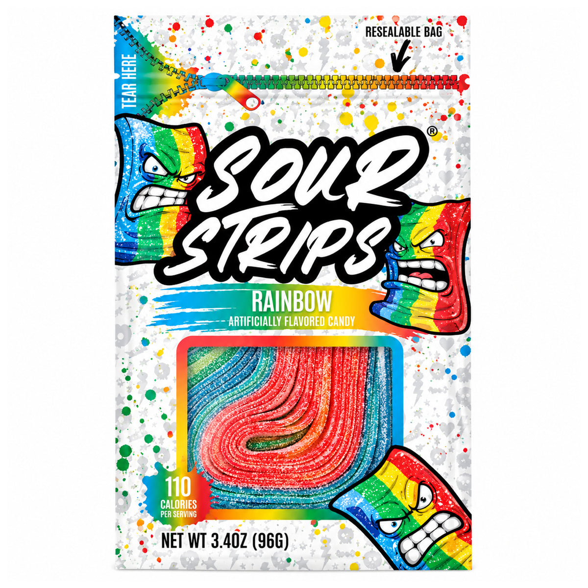 Sour Strips Rainbow 3.4oz Peg
