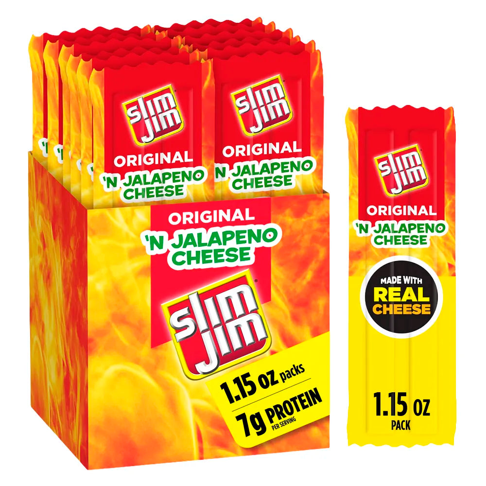 Slim Jim Ooriginal N Jalapeno Cheese 1.15oz - 14ct