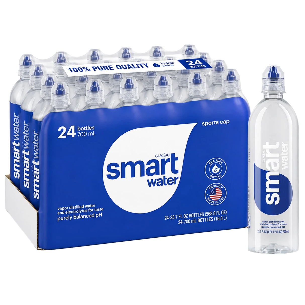 Smartwater Sports Cap 700ml - 24ct
