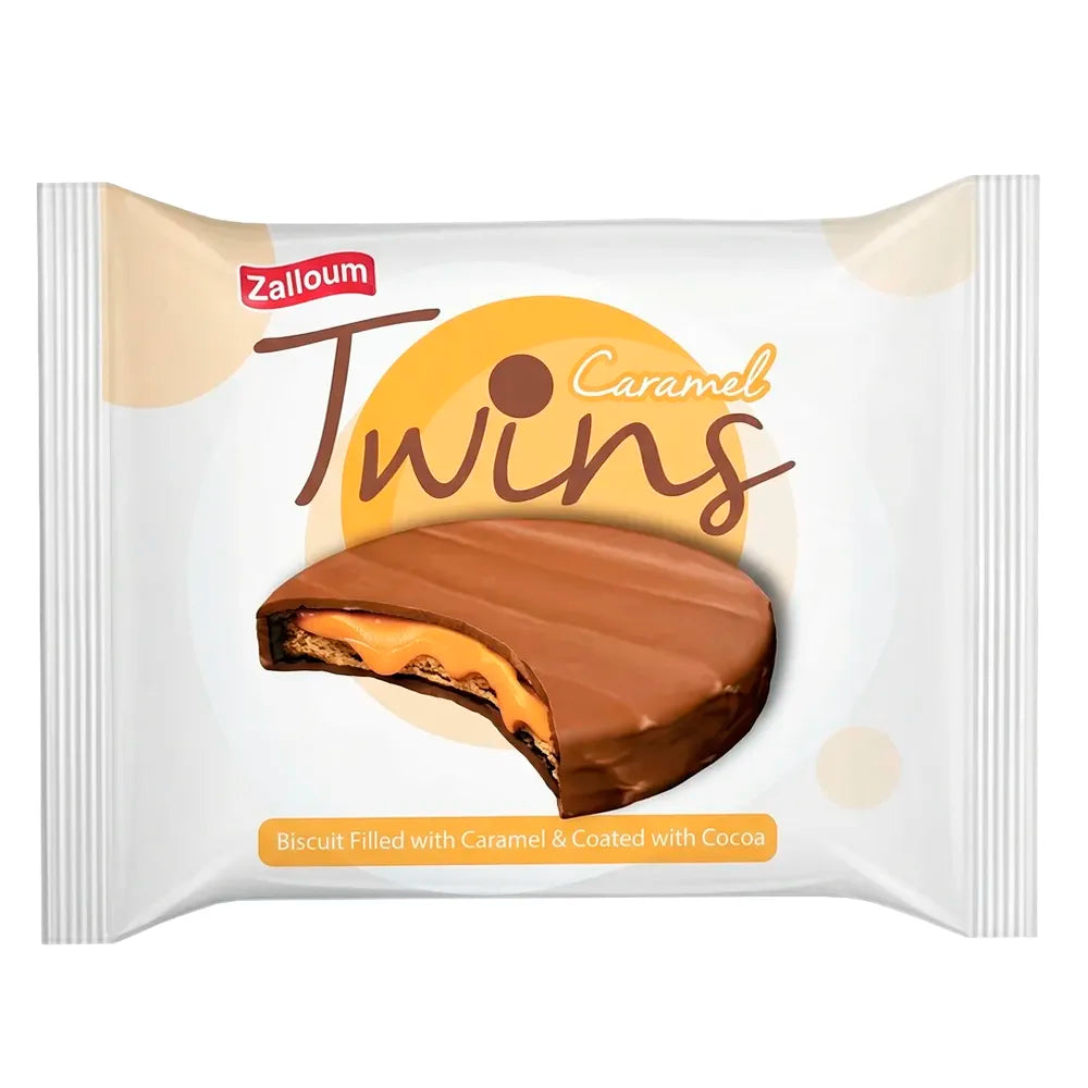 Zalloum Twins Coated Biscuit Filled with Caramel - 24ct (6 pcs)