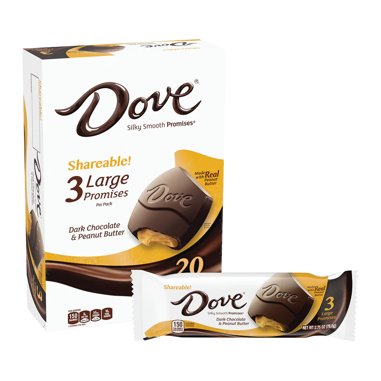Dove Large Promises Dark Chocolate & Peanut Butter 2.75oz - 20ct