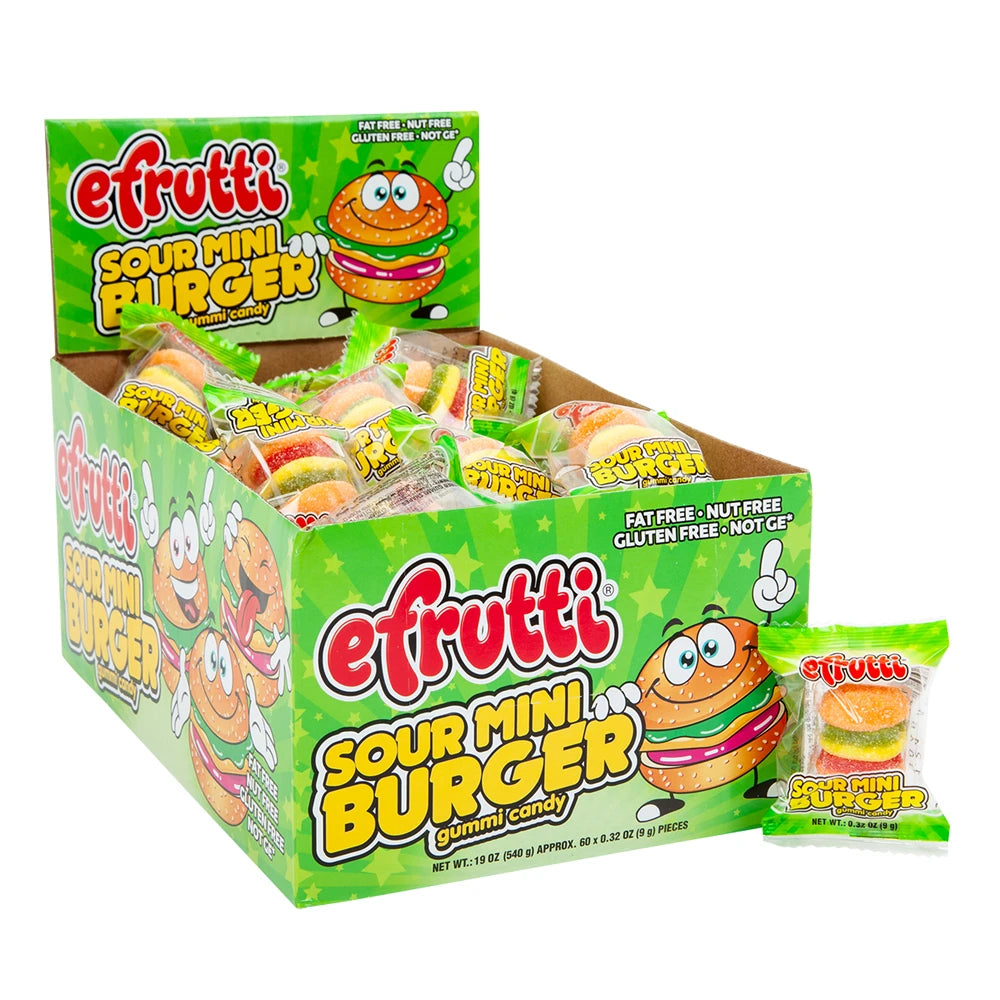 Efrutti Mini Burger Sour Gummy Candy 0.32oz - 60ct