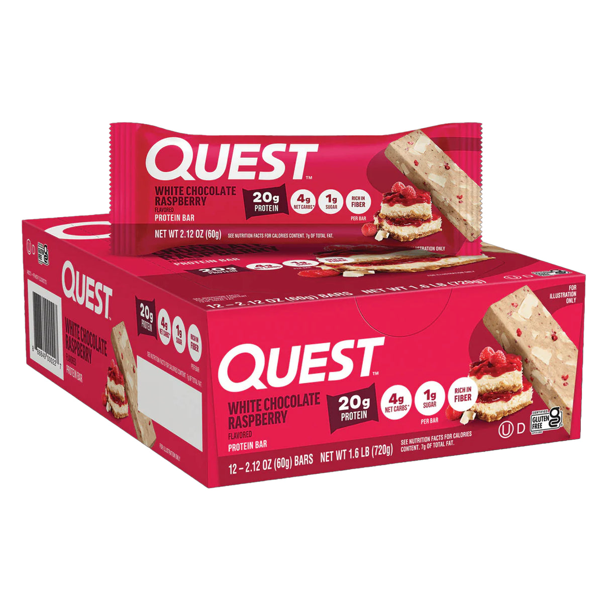 Quest White Chocolate Raspberry Protein Bar 2.12oz - 12ct