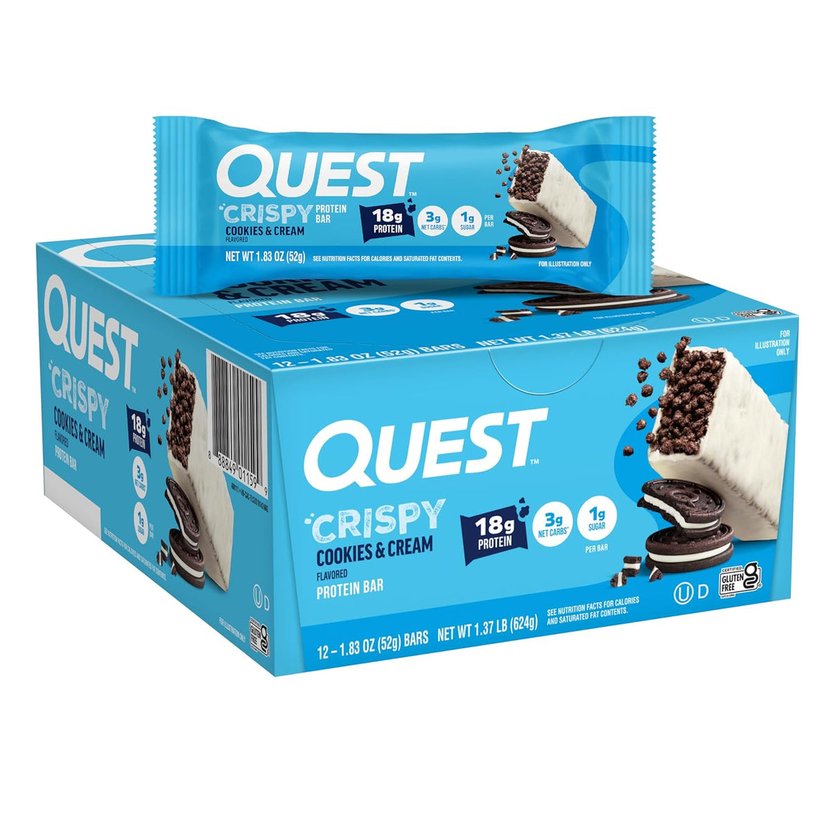 Quest Bar Crispy Cookies & Cream Protein Bar 1.83oz - 12ct
