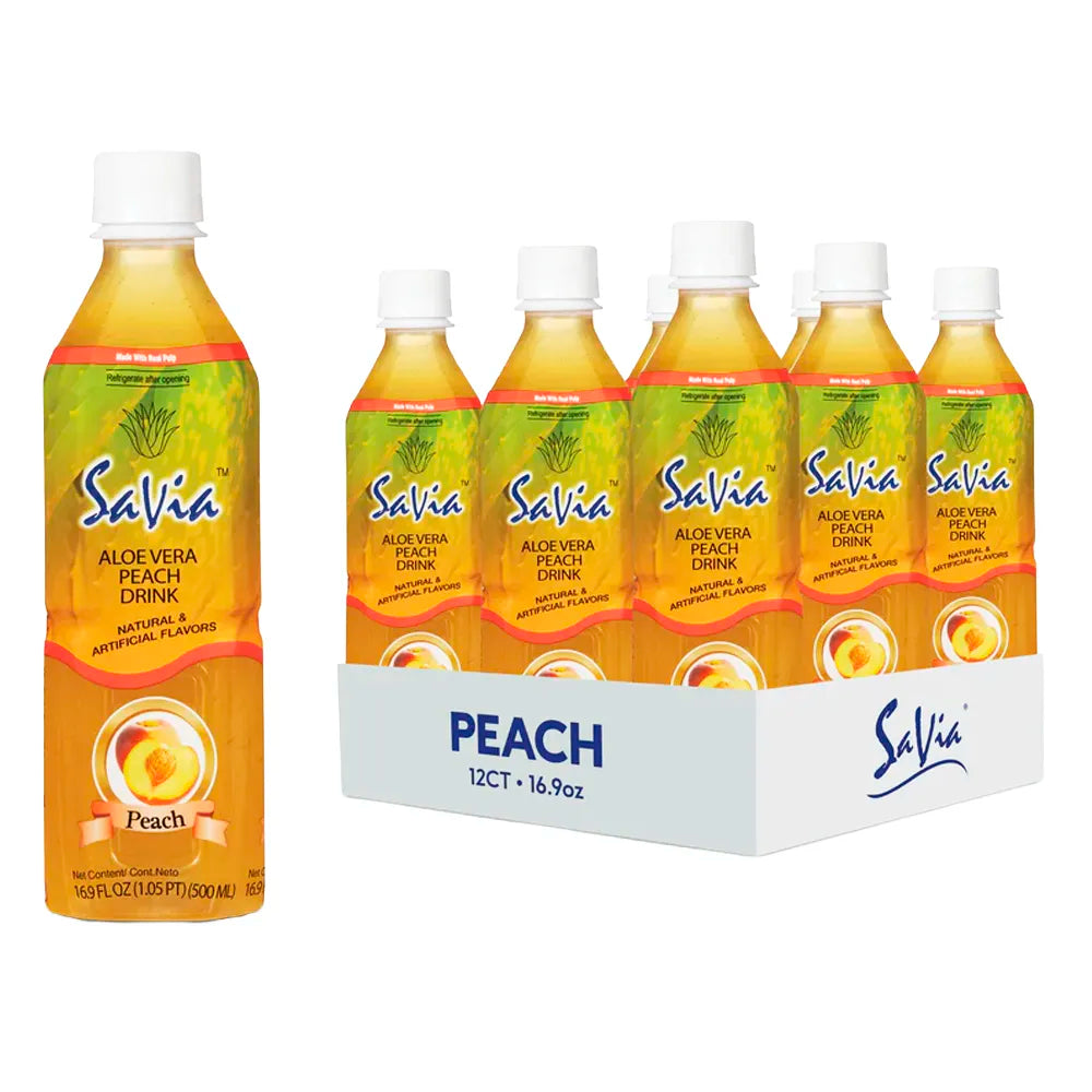 Savia Aloe Vera Peach Drink 16.9oz - 12ct