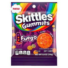 Skittles Fuego Gummies 5.8oz bag with rainbow design