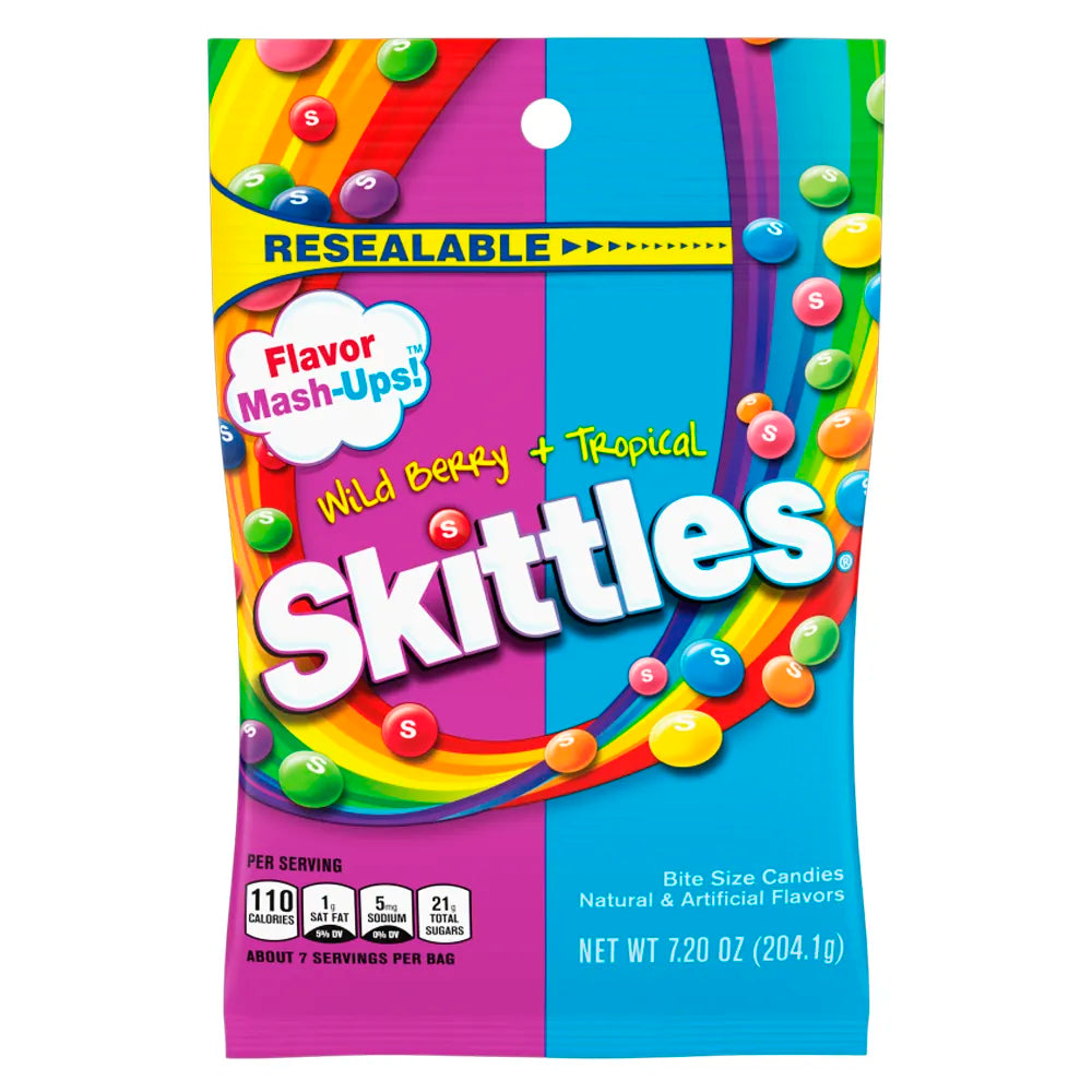 Skittles Wild Berry/Tropical (Mash Ups) Gummies 7.2oz Peg - Single