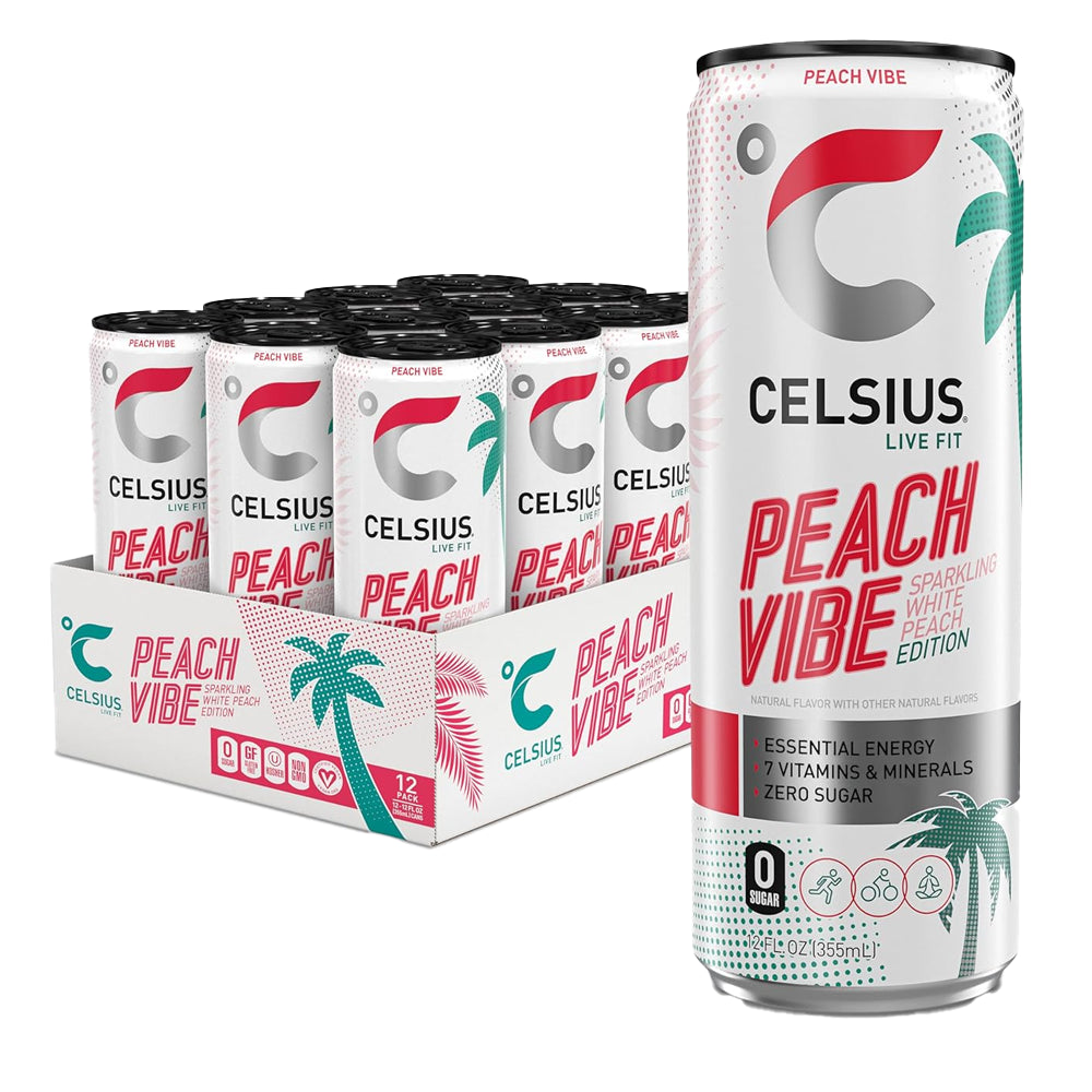 Celsius Sparkling Peach Vibe 12oz - 12ct