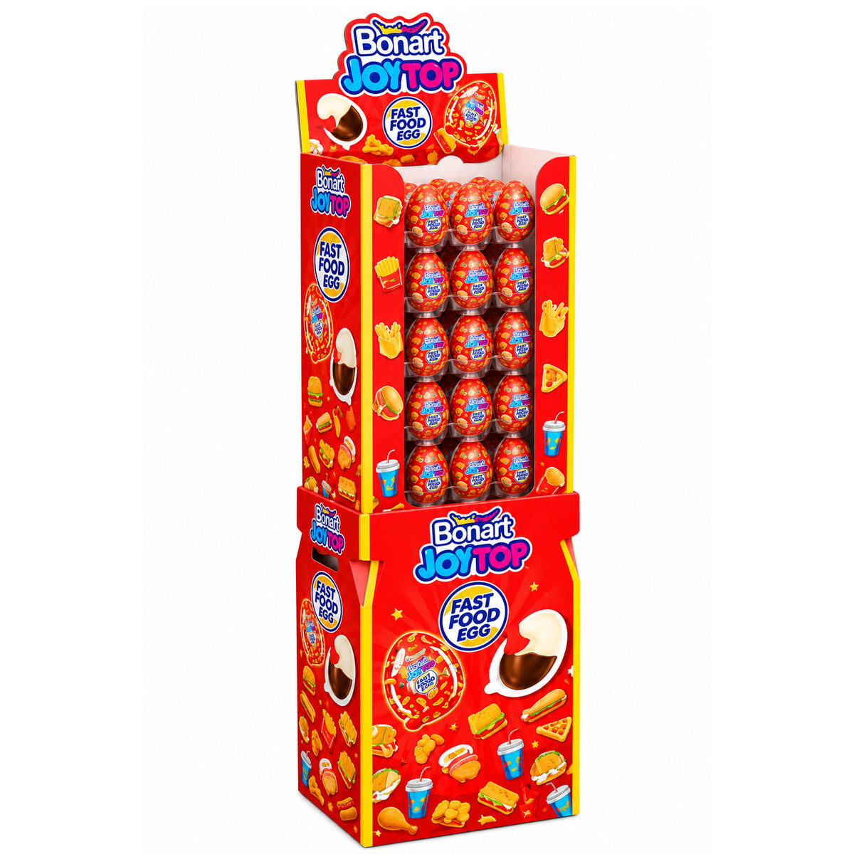 Bonart Fast Food Egg with Surprise Toy 20g - 72ct Stand