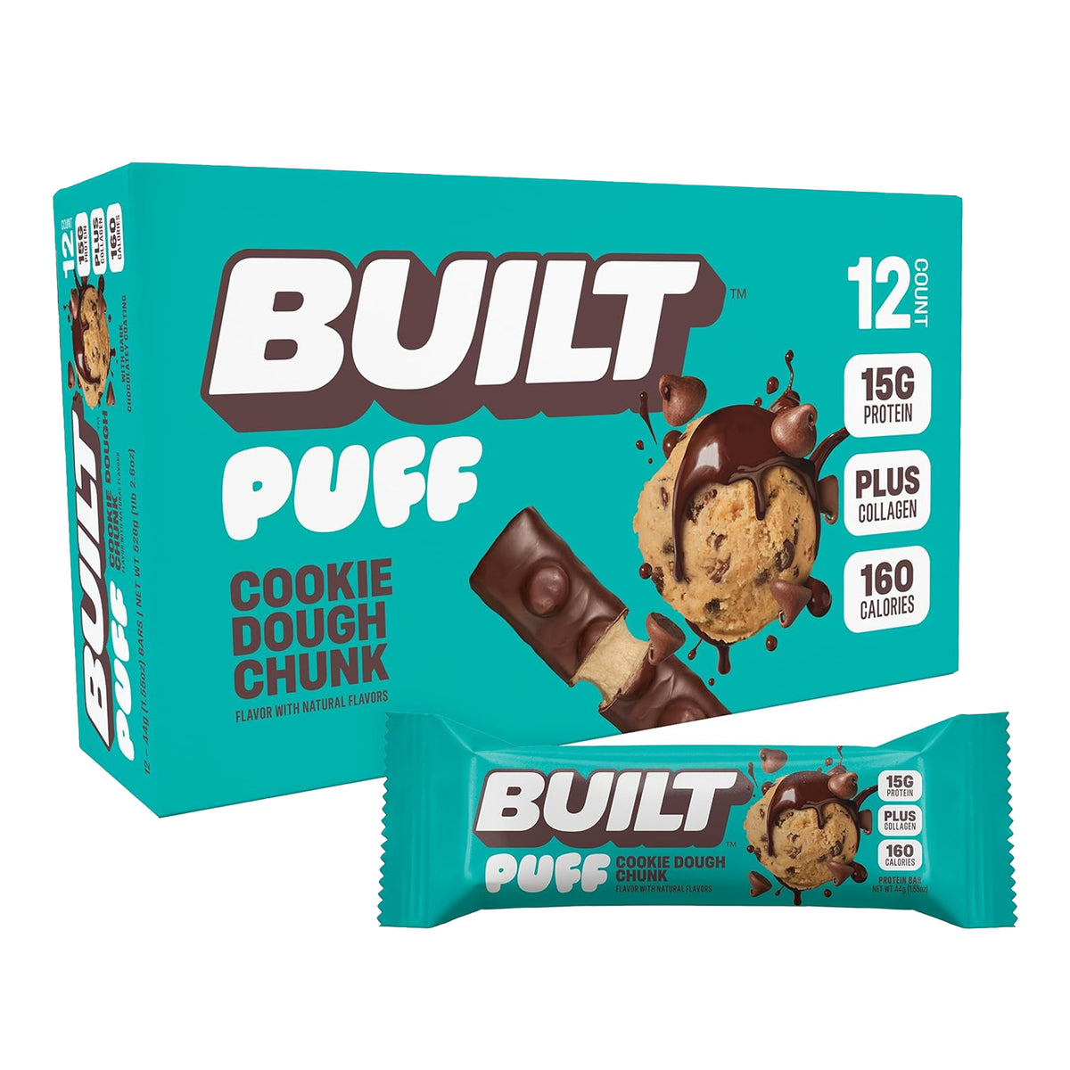 Built Puff Cookies Dough Chunk Protein Bar 1.41oz - 12ct