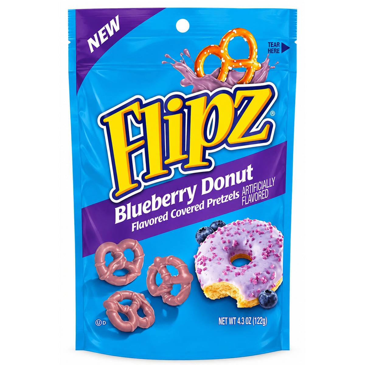 Flipz Blueberry Donut Flavored Covered Pretzels 4.3oz