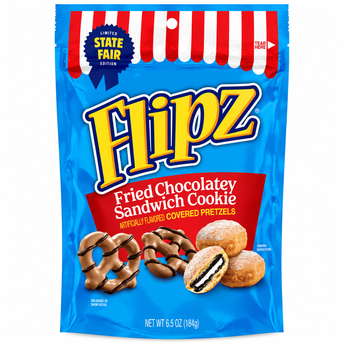 Flipz Fried Chocolatey Sandwich Cookie Flavored Covered Pretzels 6.5oz