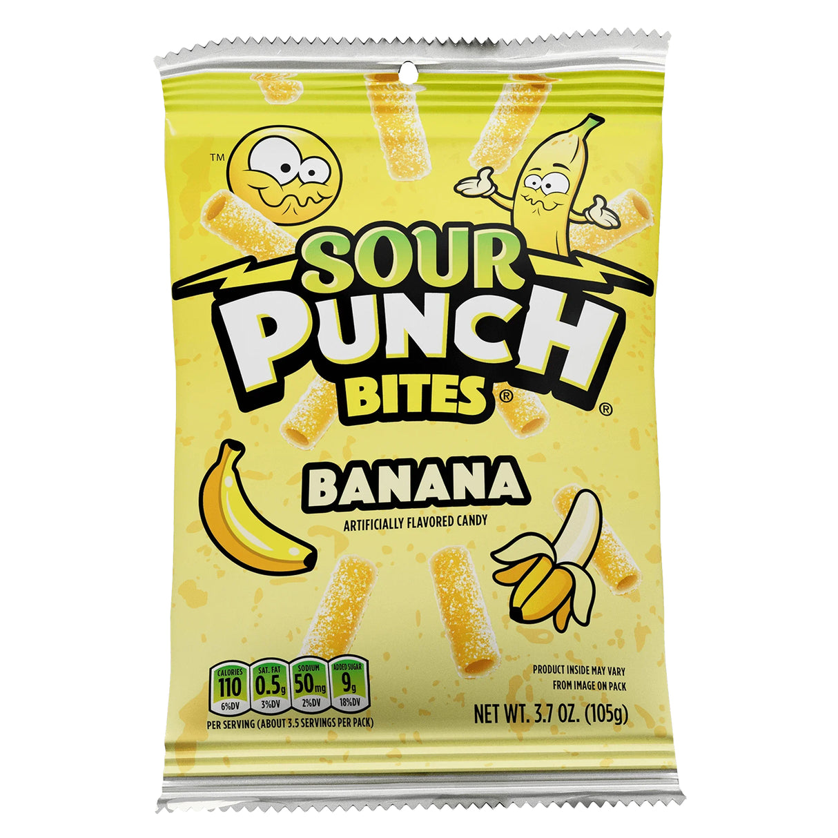 Sour Punch Bites Banana Flavored Candy 3.7oz Peg
