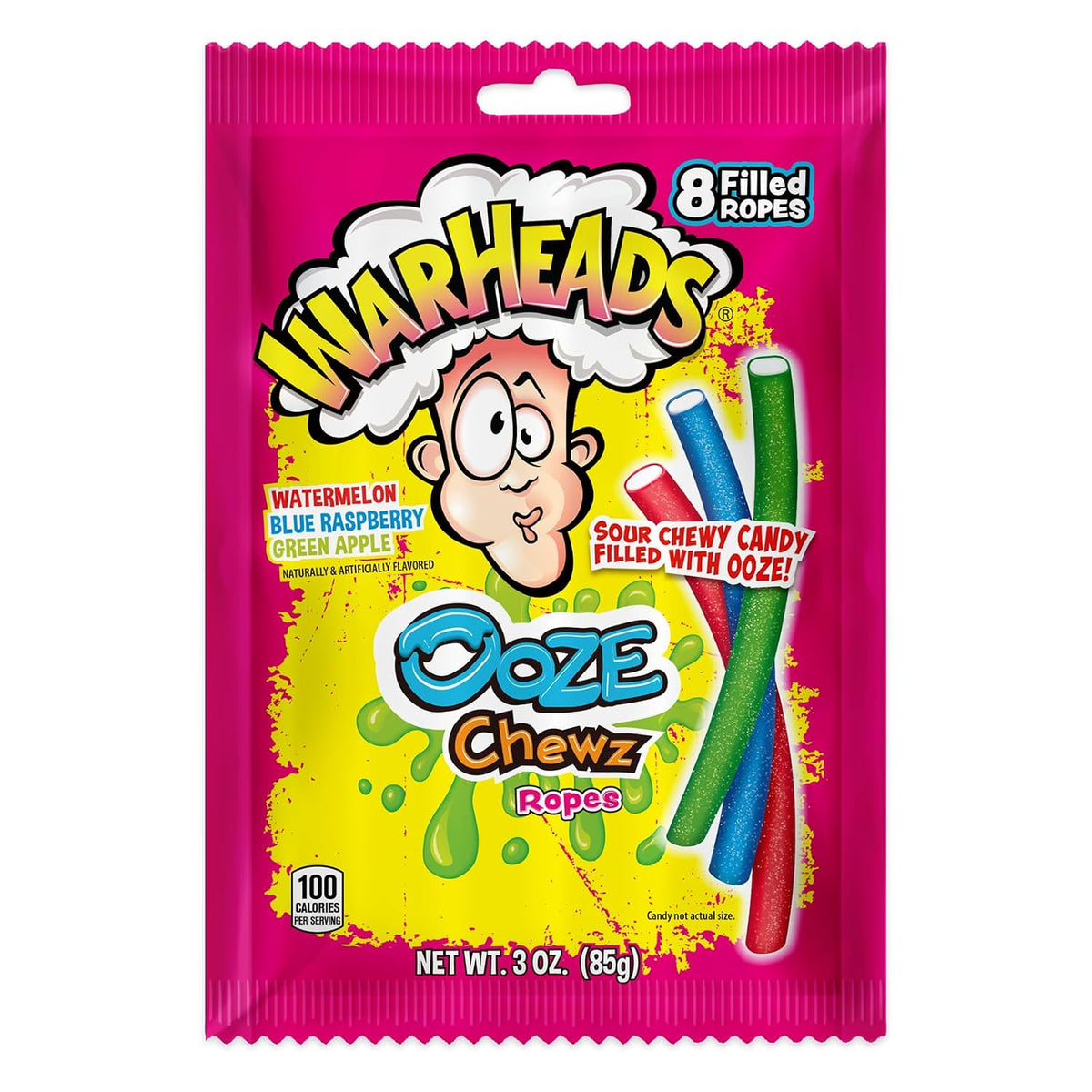Warheads Ooze Chew Ropes 3oz Peg
