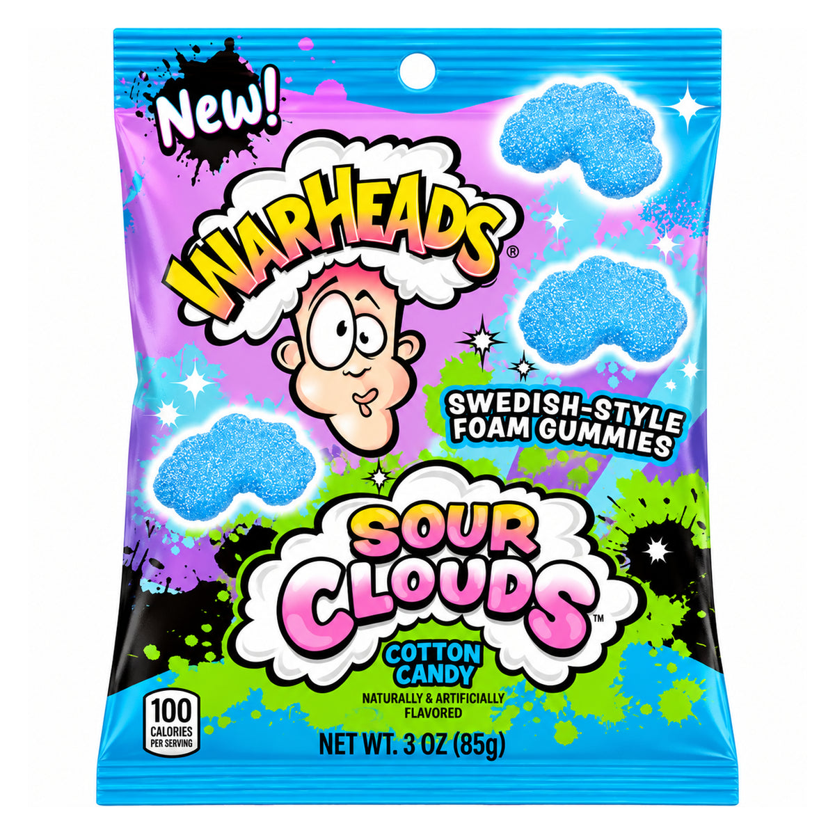 Warheads Sour Clouds Cotton Candy 3oz Peg