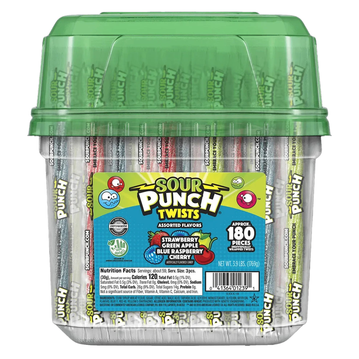 Sour Punch Assorted Twists Candy Jar - 180ct