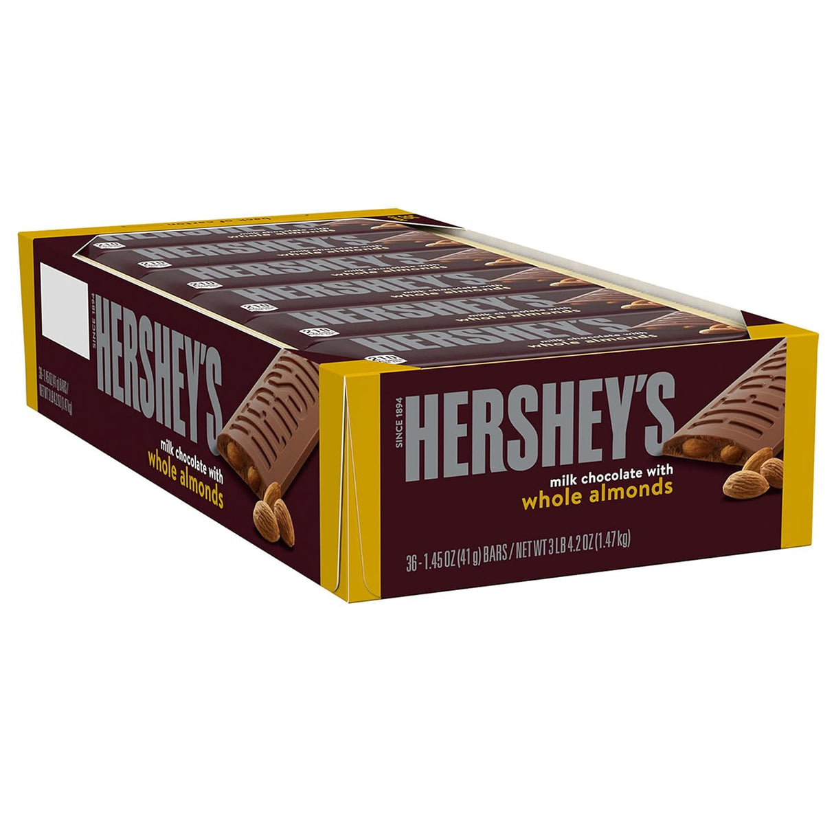 Hershey's Milk Chocolate with Whole Almonds Candy Bars 41g - 36ct