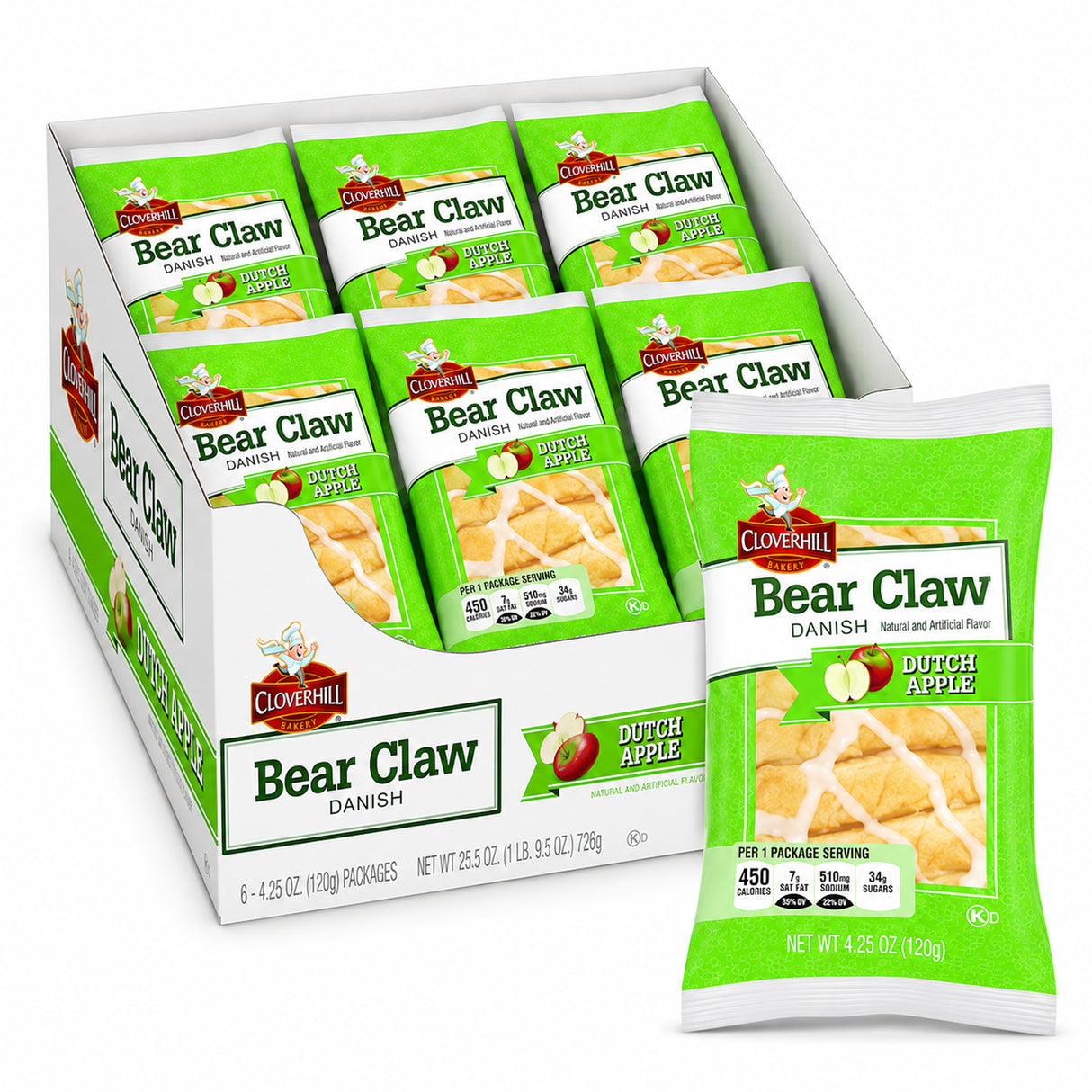 Cloverhill Bear Claw Dutch Apple 4.25oz - 6ct