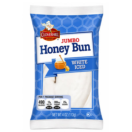Cloverhill Jumbo Honey Bun White Iced 4oz - 6ct