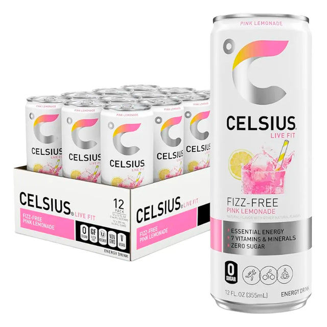 Celsius-Pink-Lemonade-(Zero Sugar)-Sparkling-12oz-12ct