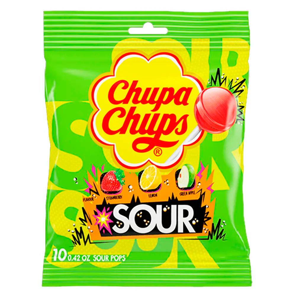 Chupa Chups Sour Lollipops 0.42oz - 10Pk