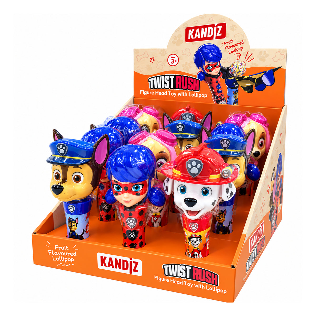 Kandiz Kandiz Nickelodeon Twist Rush Mixed Character Fruit Flavored Lollipop 16g - 12ct
