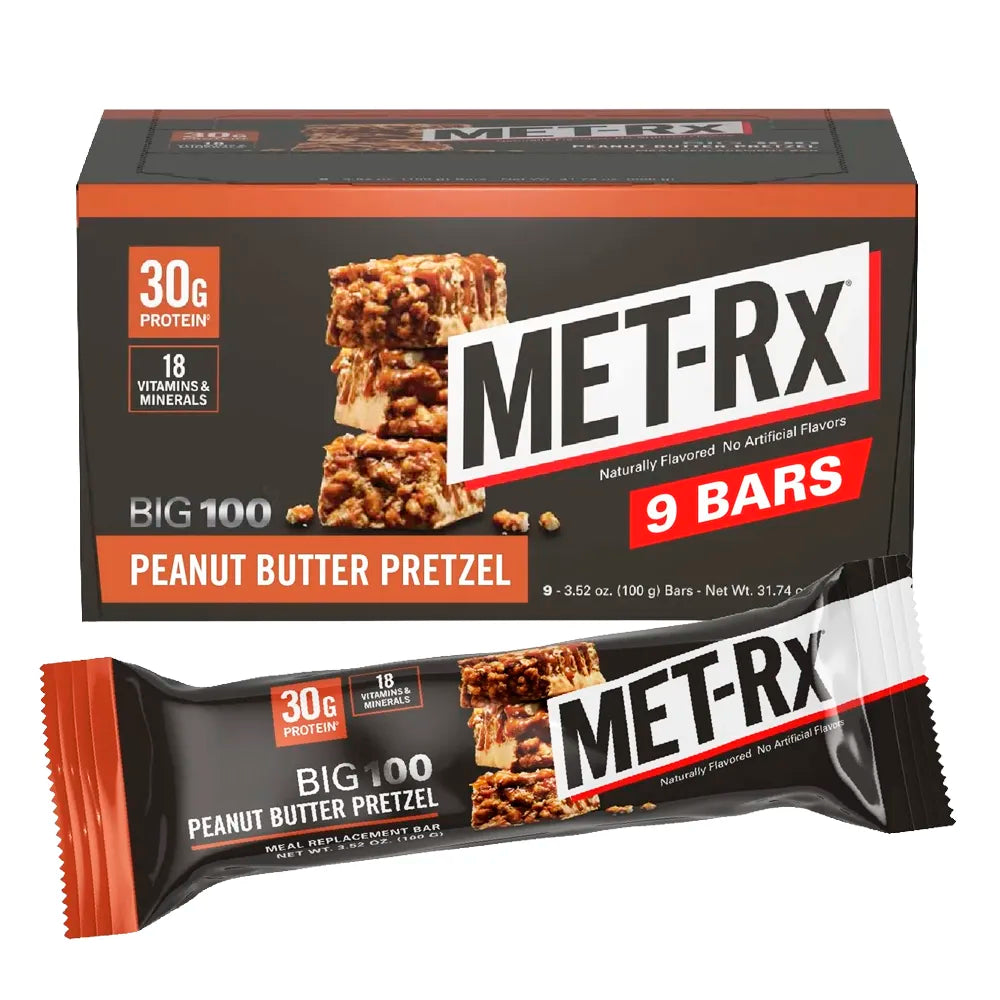 MET-Rx Big 100 Peanut Butter Pretzel 3.52oz - 9ct