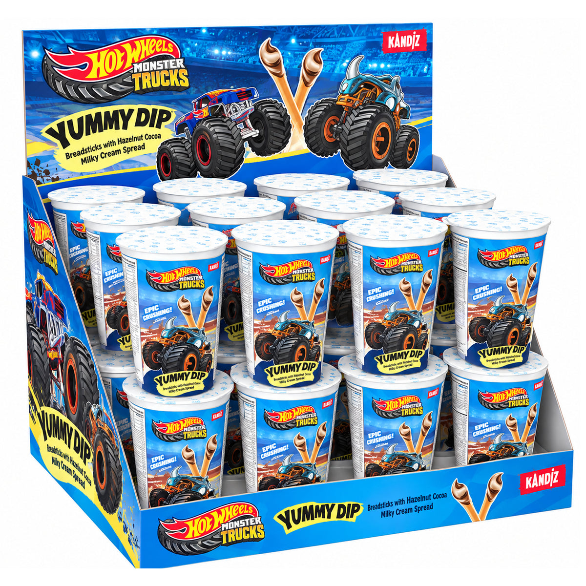 Kandiz Nickelodeon Hot Wheels Breadsticks with Hazelnut Cocoa Milky Spread 40g - 24ct