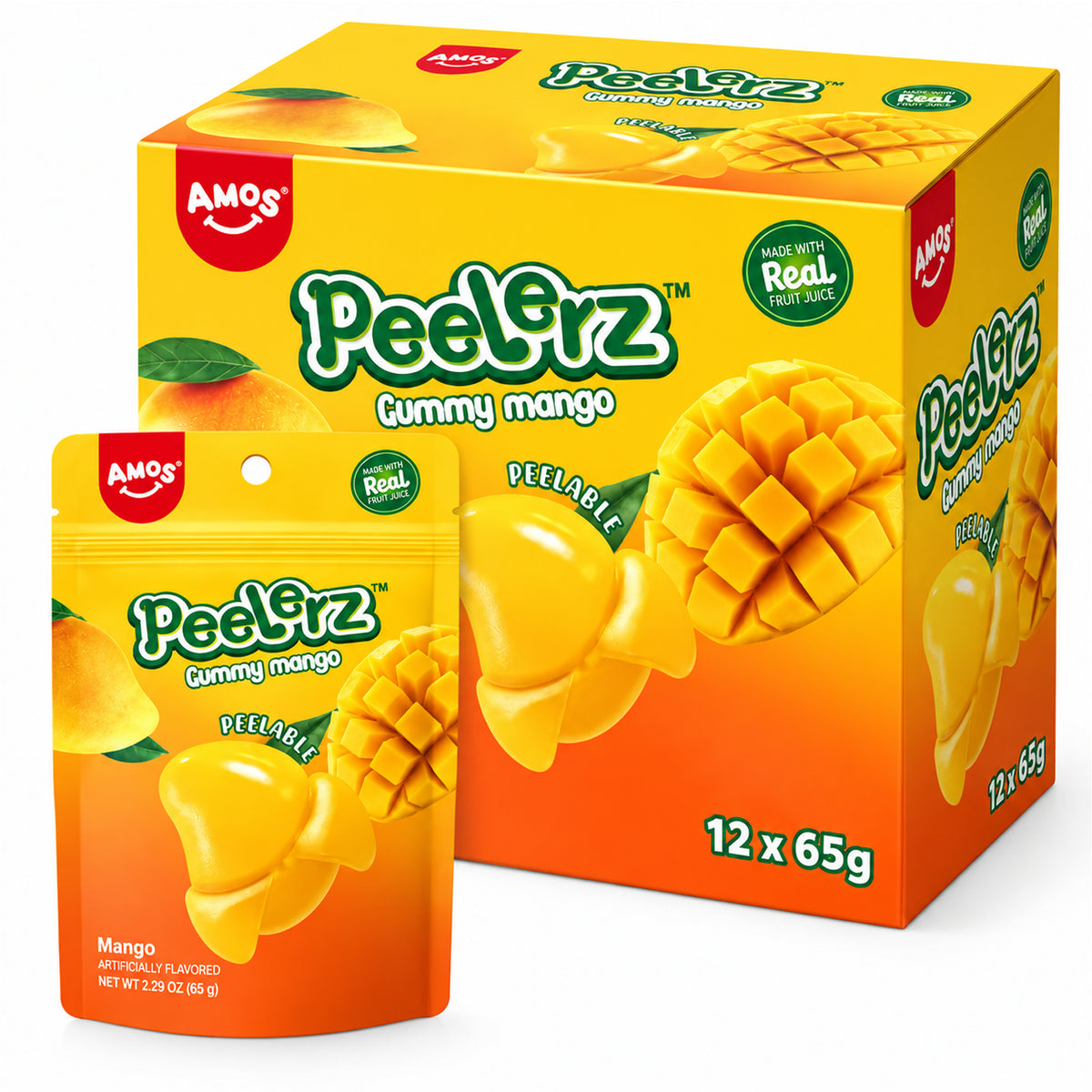Amos Peelerz Mango Gummy Candy 2.29oz - 12ct