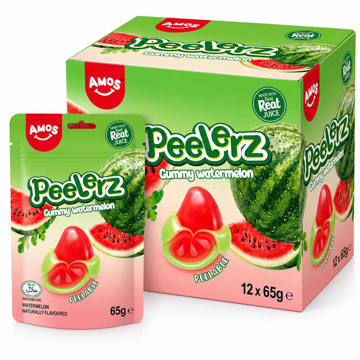 Amos Peelerz Watermelon Gummy Candy 2.29oz - 12ct