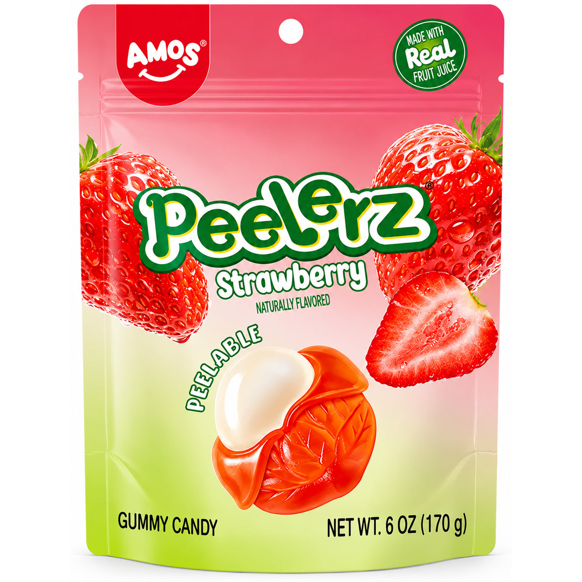 Amos Peelerz Strawberry Gummy Candy 6oz