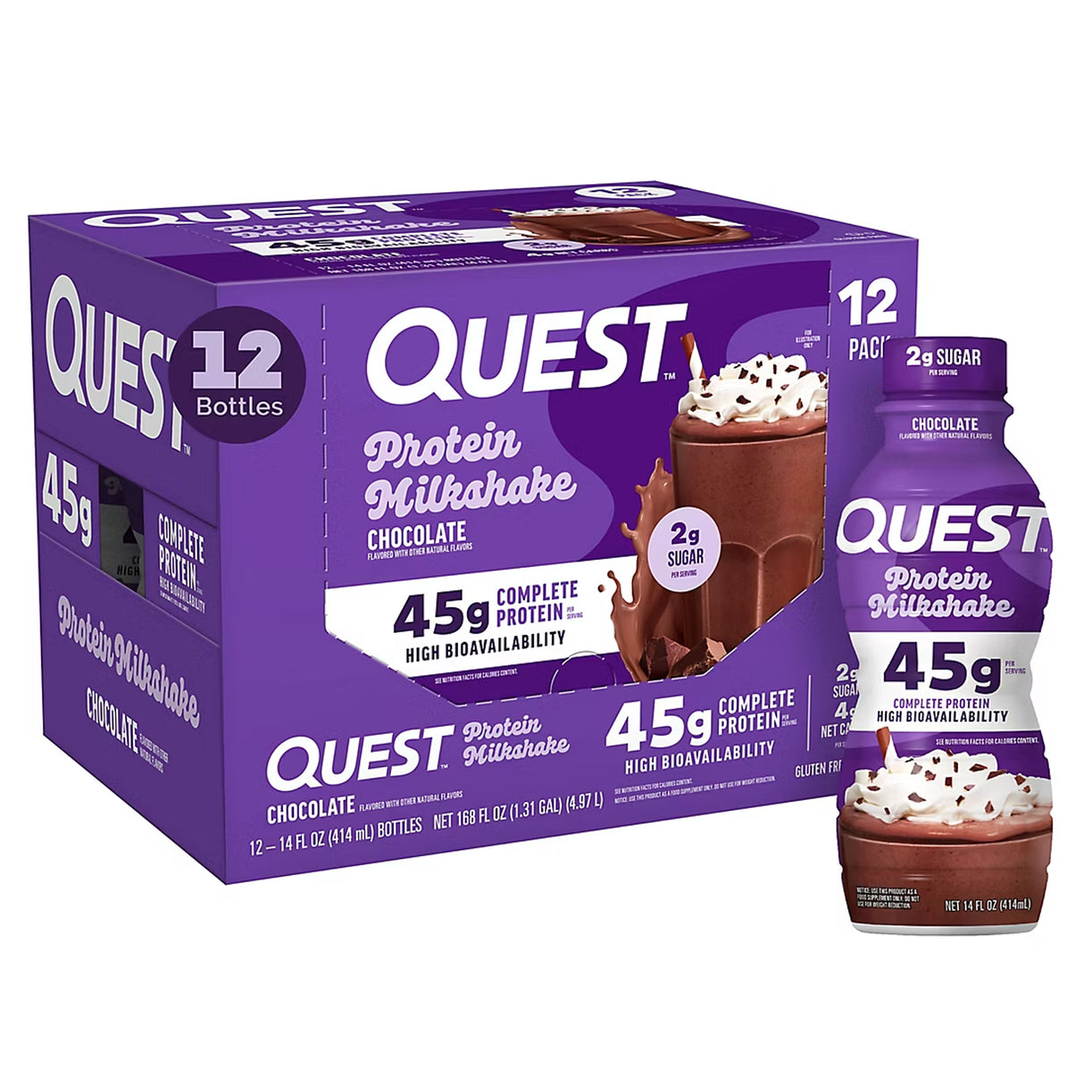 Quest Protein Milkshake Chocolate 14oz - 12ct