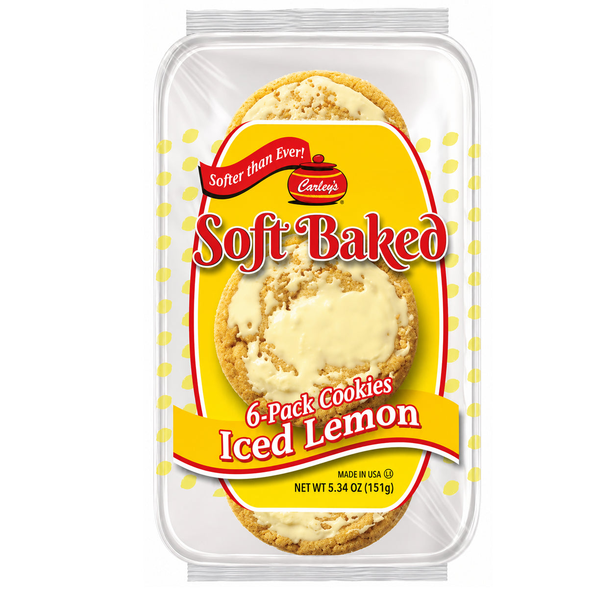 Carley's Iced Lemon Soft Baked Cookies 5.34oz - 6pk