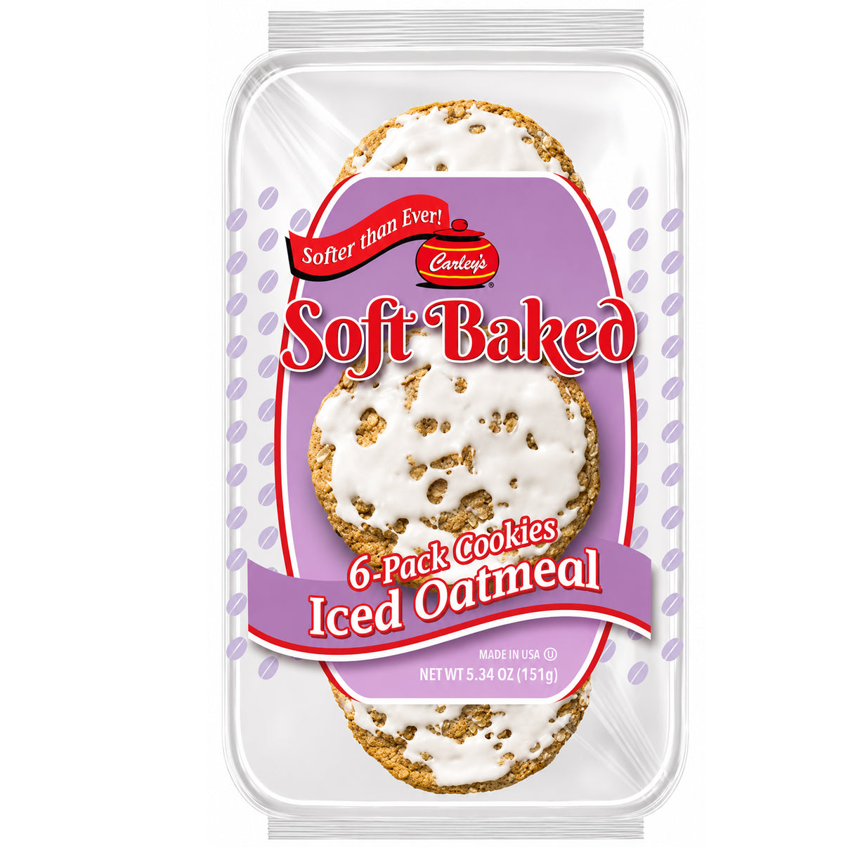Carley's Iced Oatmeal Soft Baked Cookies 5.34oz - 6pk