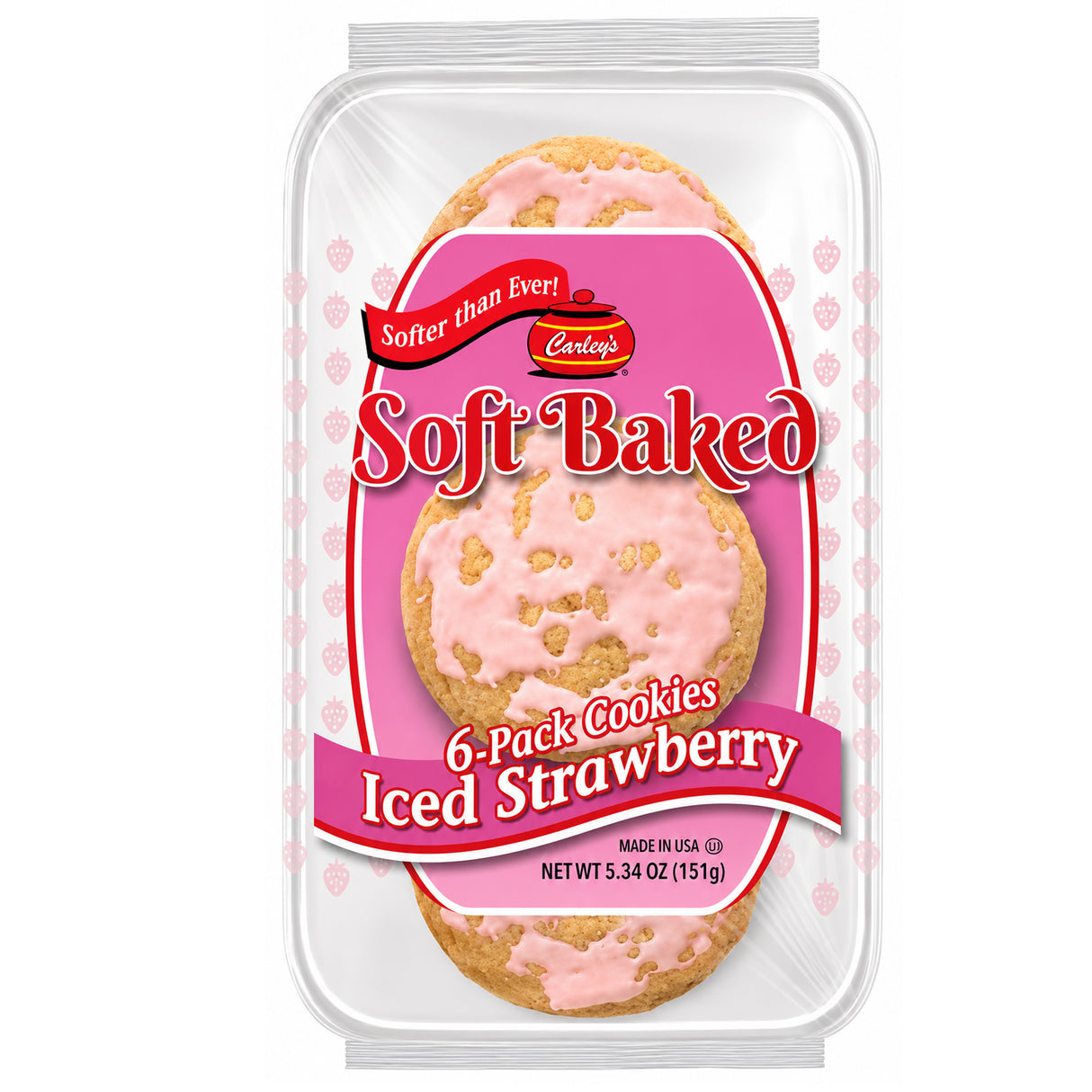 Carley's Iced Strawberry Soft Baked Cookies 5.34oz - 6pk