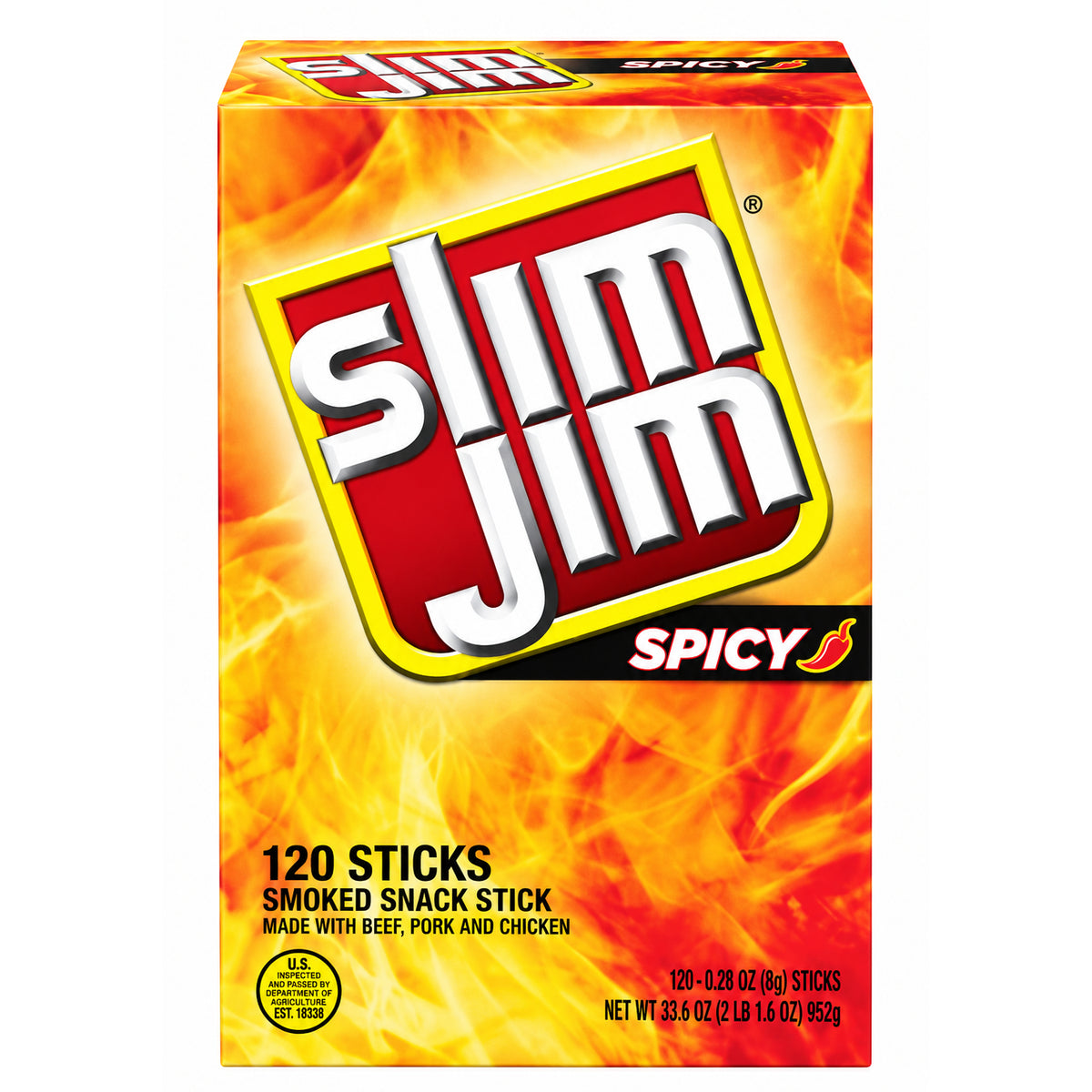 Slim Jim Spicy Beef Jerky 0.28oz - 120ct