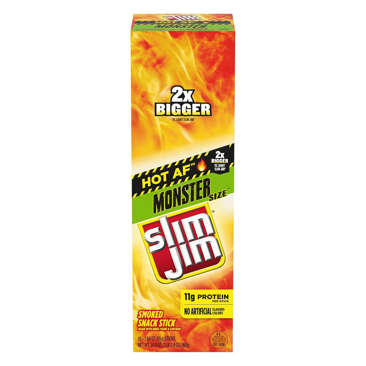Slim Jim Monster Hot AF Meat Sticks 1.94oz - 18ct