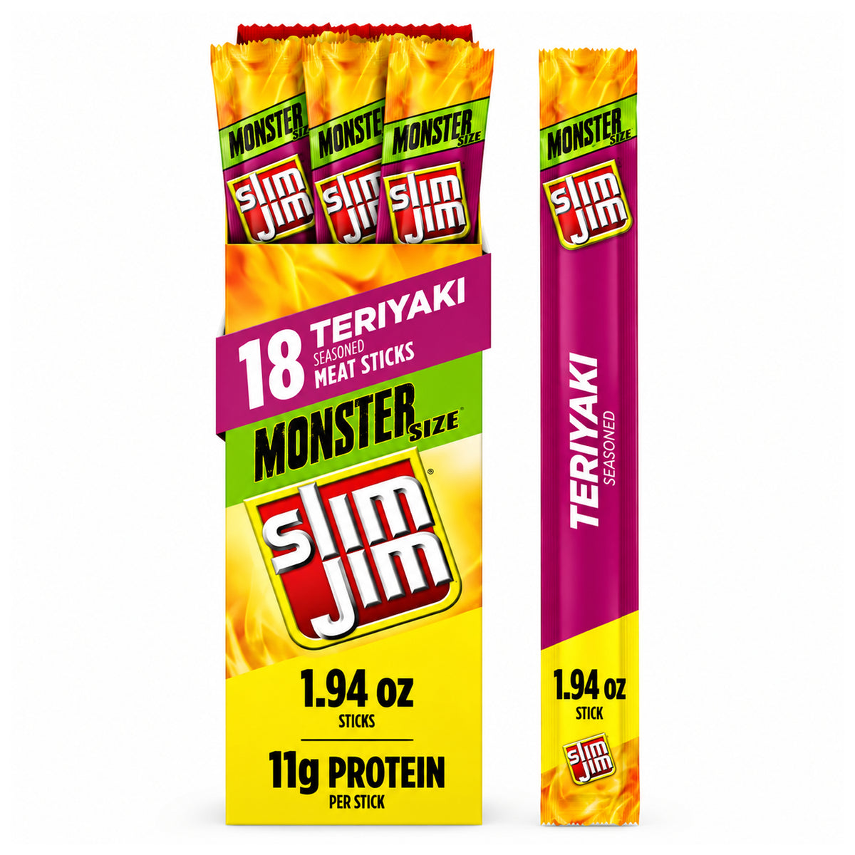 Slim Jim Monster Teriyaki Meat Stick 1.94oz - 18ct