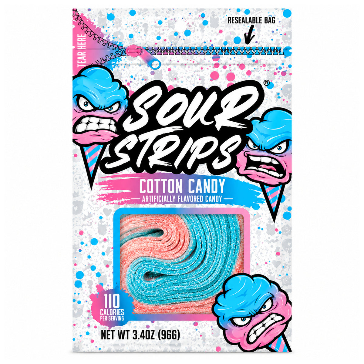 Sour Strips Cotton Candy 3.4oz Peg